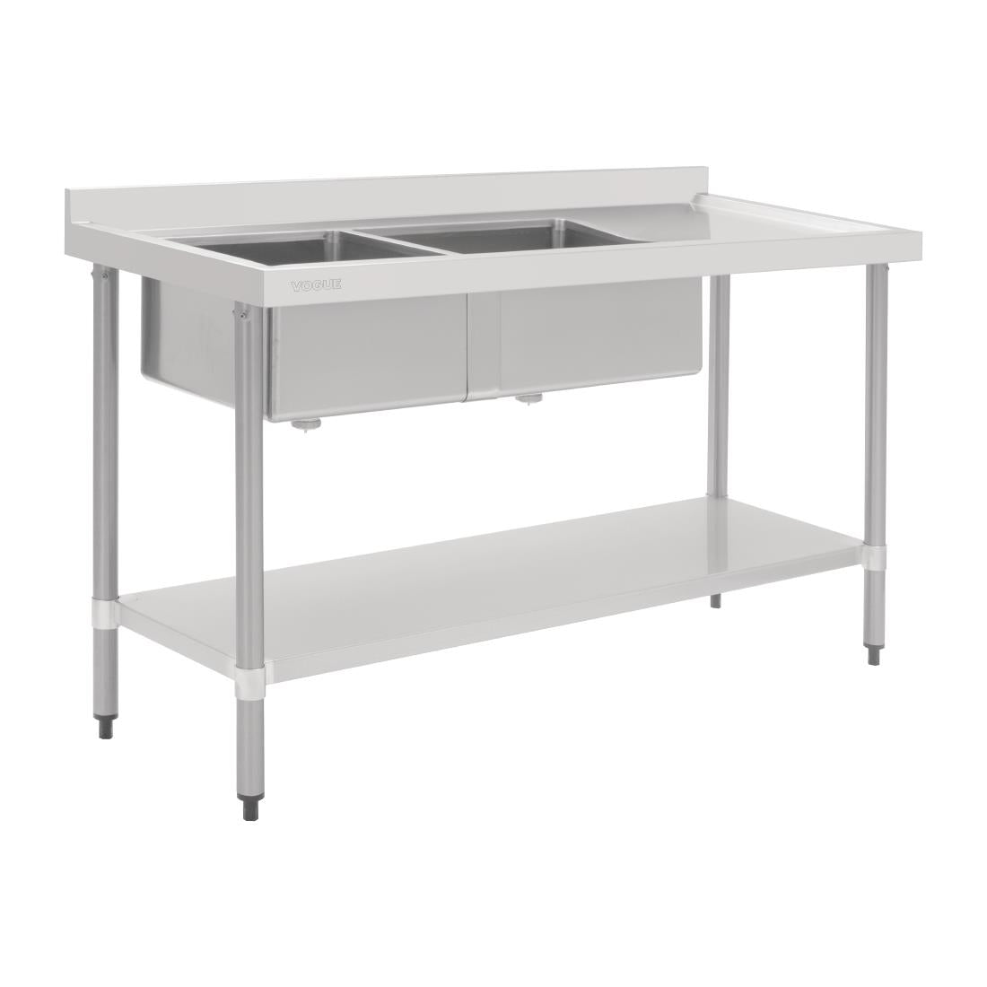 Vogue Double Bowl Sink R/H Drainer - 1800mm (90mm Drain) HC907