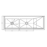 Vogue Double Bowl Sink R/H Drainer - 1800mm (90mm Drain) HC907