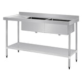 Vogue Double Bowl Sink L/H Drainer - 1800mm (90mm Drain) HC908