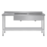 Vogue Double Bowl Sink L/H Drainer - 1800mm (90mm Drain) HC908