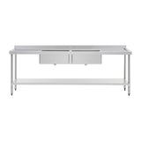 Vogue Double Bowl Sink Double Drainer - 2400mm (90mm Drain) HC909