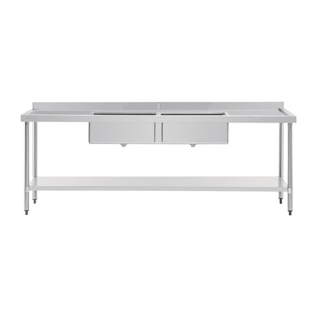 Vogue Double Bowl Sink Double Drainer - 2400mm (90mm Drain) HC909