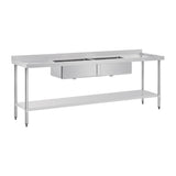 Vogue Double Bowl Sink Double Drainer - 2400mm (90mm Drain) HC909