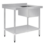 Vogue Single Bowl Sink L/H Drainer - 1000mm x 700mm (90mm Drain) HC913