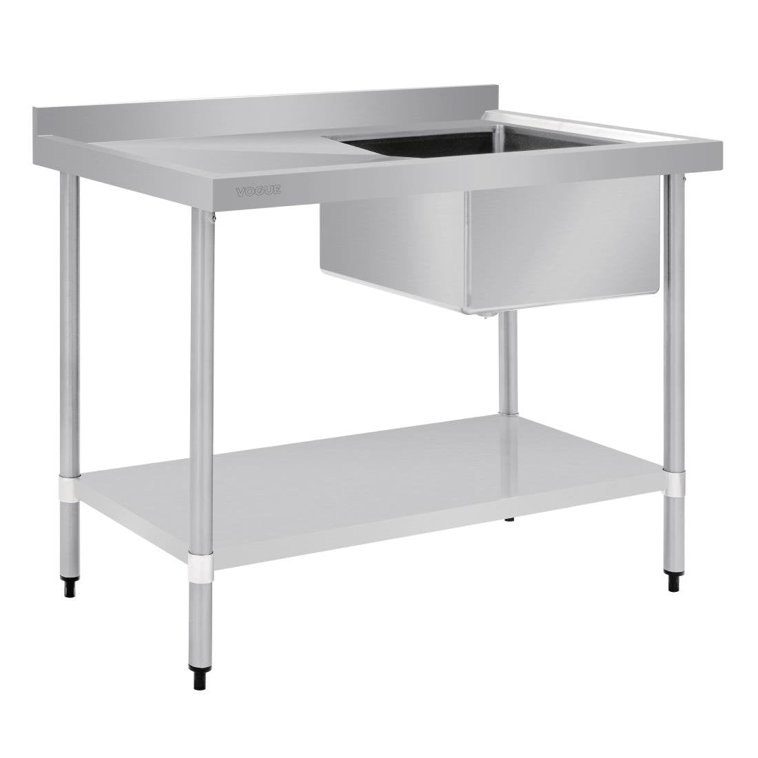 Vogue Single Bowl Sink L/H Drainer - 1200mm x700mm (90mm Drain) HC914