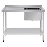 Vogue Single Bowl Sink L/H Drainer - 1200mm x700mm (90mm Drain) HC914