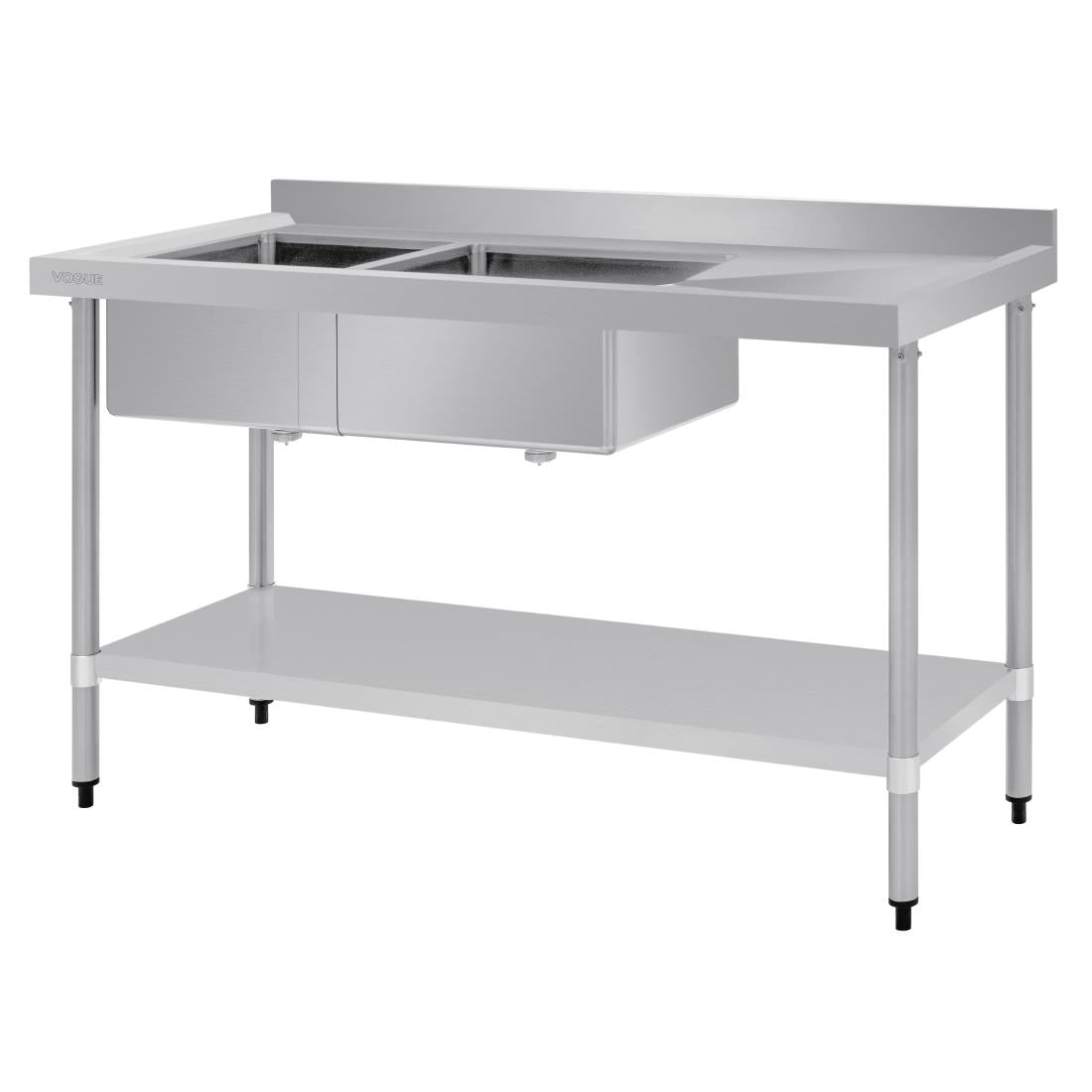 Vogue Double Bowl Sink R/H Drainer - 1500mm x 700mm  (90mm Drain) HC916