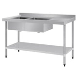 Vogue Double Bowl Sink R/H Drainer - 1500mm x 700mm  (90mm Drain) HC916