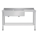 Vogue Double Bowl Sink R/H Drainer - 1500mm x 700mm  (90mm Drain) HC916