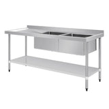 Vogue Double Bowl Sink L/H Drainer - 1800mm x 700mm (90mm Drain) HC920