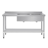 Vogue Double Bowl Sink L/H Drainer - 1800mm x 700mm (90mm Drain) HC920