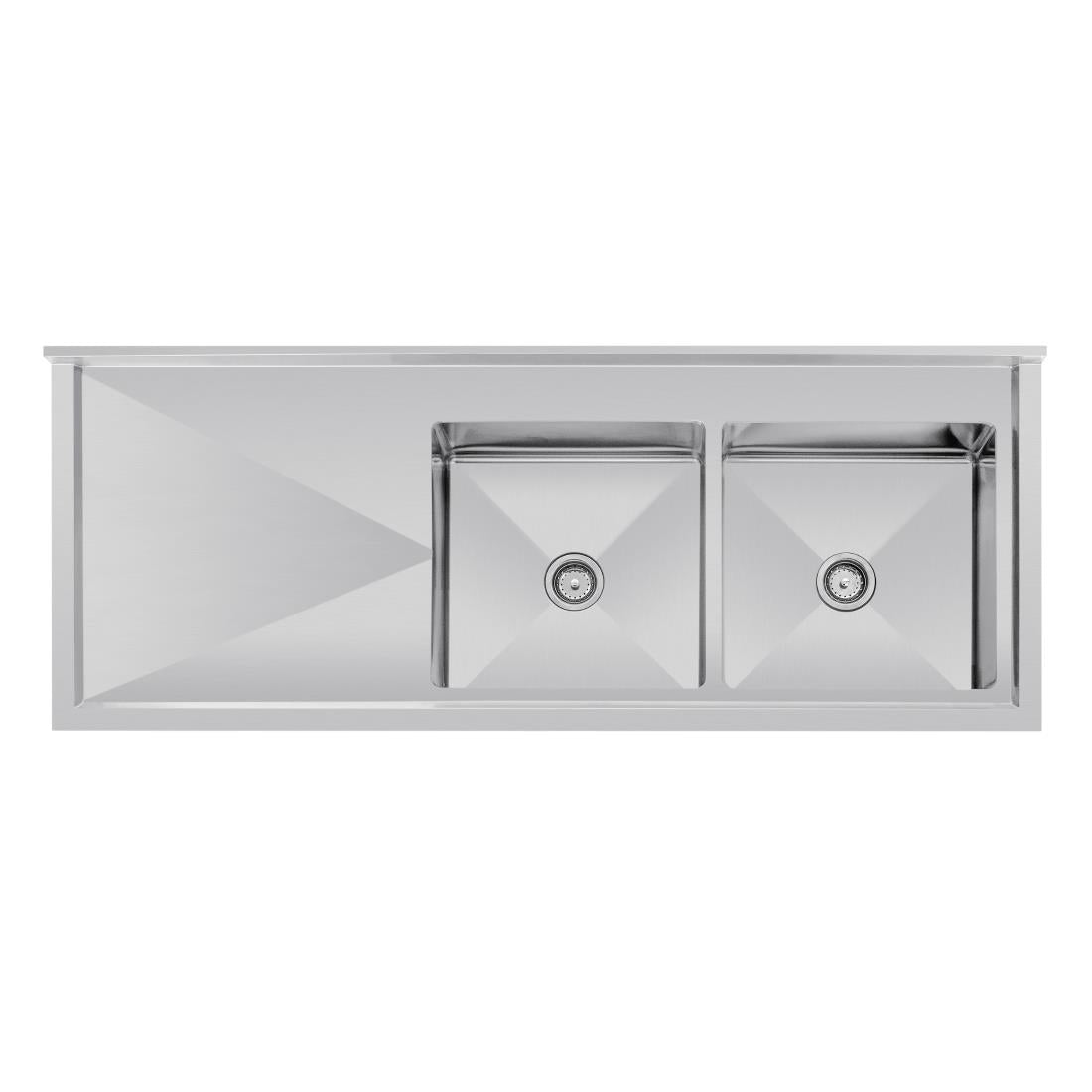 Vogue Double Bowl Sink L/H Drainer - 1800mm x 700mm (90mm Drain) HC920