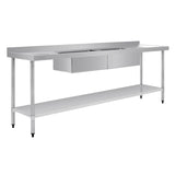 Vogue Double Bowl Sink Double Drainer - 2400mm x 700mm (90mm Drain) HC921