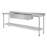 Vogue Double Bowl Sink Double Drainer - 2400mm x 700mm (90mm Drain) HC921