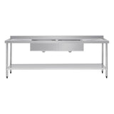 Vogue Double Bowl Sink Double Drainer - 2400mm x 700mm (90mm Drain) HC921