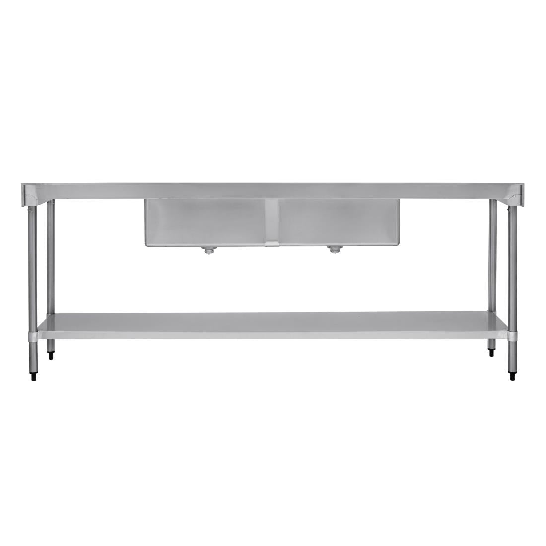 Vogue Double Bowl Sink Double Drainer - 2400mm x 700mm (90mm Drain) HC921