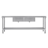 Vogue Double Bowl Sink Double Drainer - 2400mm x 700mm (90mm Drain) HC921