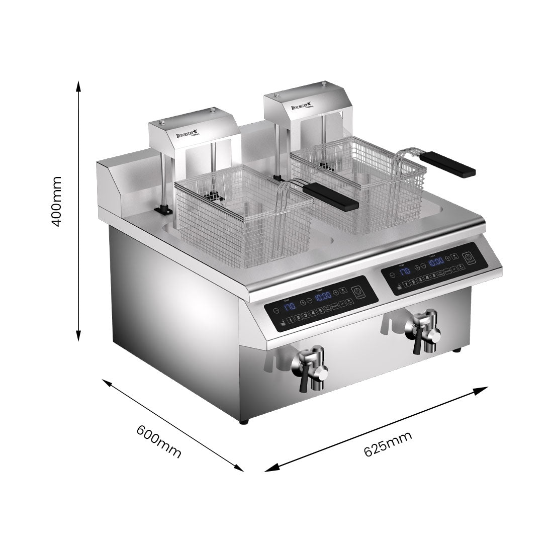 Benchstar Double Tanks Auto Lifting Induction Fryer - IF7000D-AL