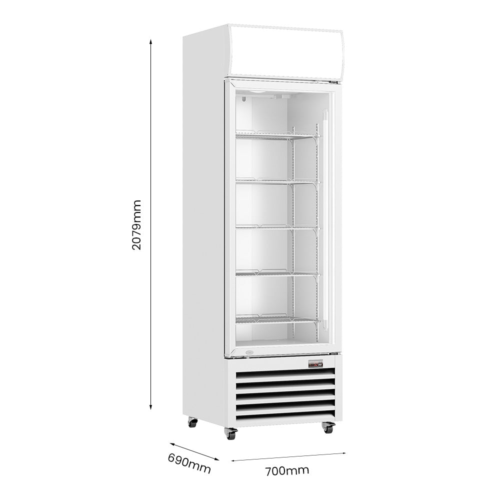 Thermaster Single Glass Door Colourbond Upright Drink Fridge White - LG-540P