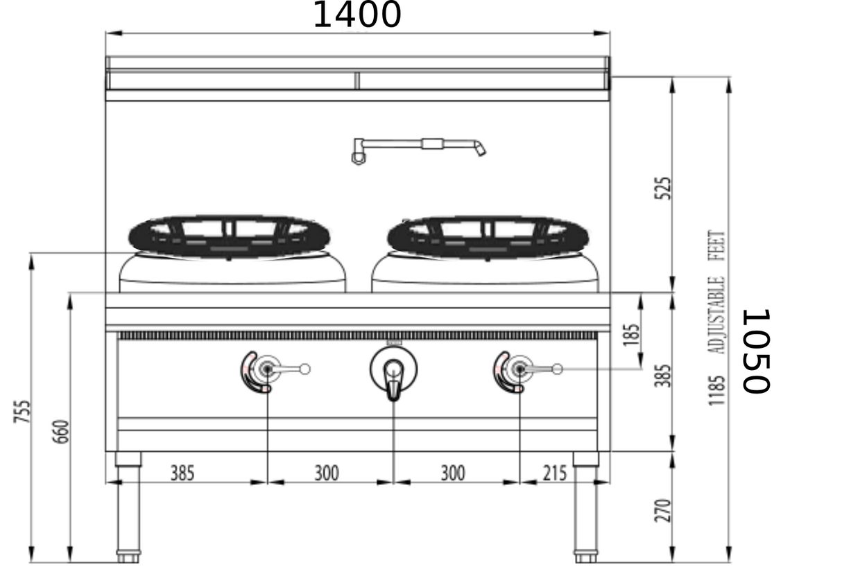 DOUBLE HOLE Maxi Wok M2B DB WL