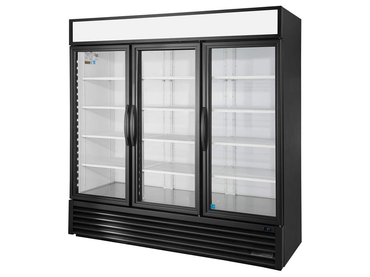 True Refrigeration Upright Retail Merchandiser Refrigerator 3 Full Glass Swing Doors - GDM-72-HC-TSL01