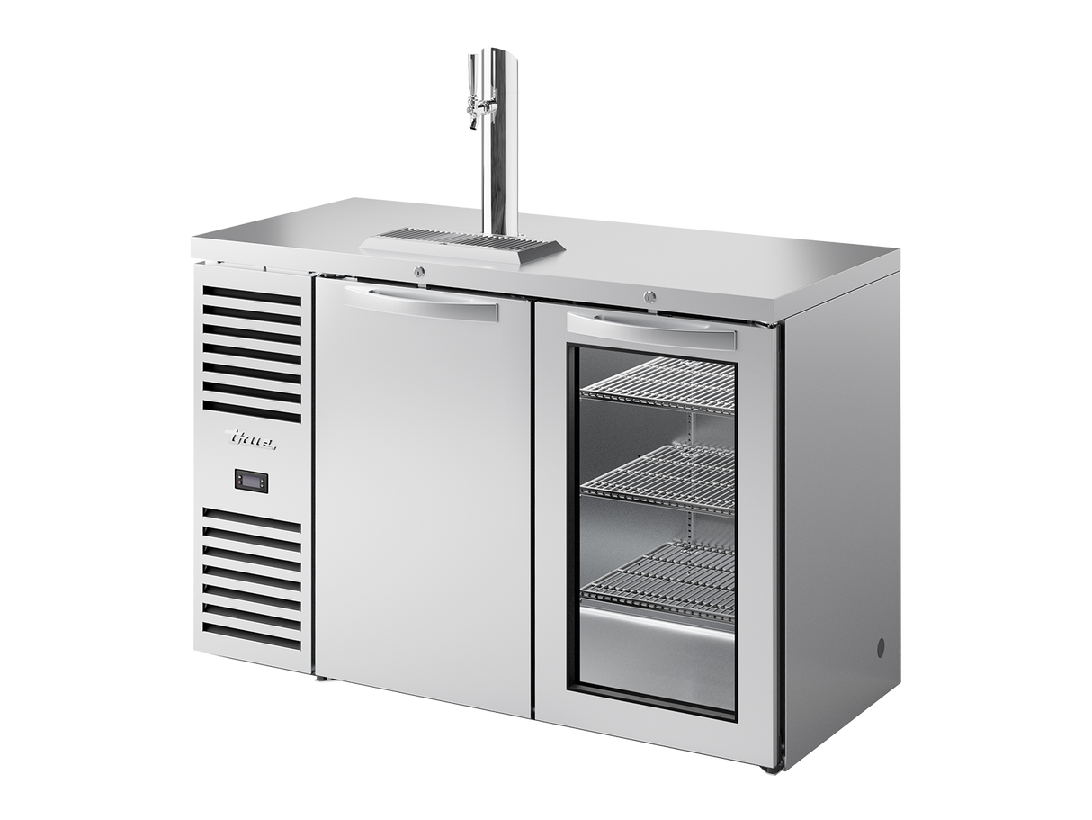 True Refrigeration Keg Chiller / Dispenser Stainless Steel Ext 1 Solid Swing Door + 1 Glass Swing Door - TDR52-RISZ1-L-S-SG-2