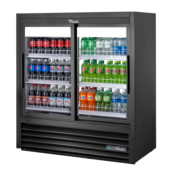 True Refrigeration Glass Door Merchandiser: Slide Door Fast Lane Pass-Thru Refrigerator with R290 Refrigerant and LED Light - GDM-41CPT-48-HC-LD