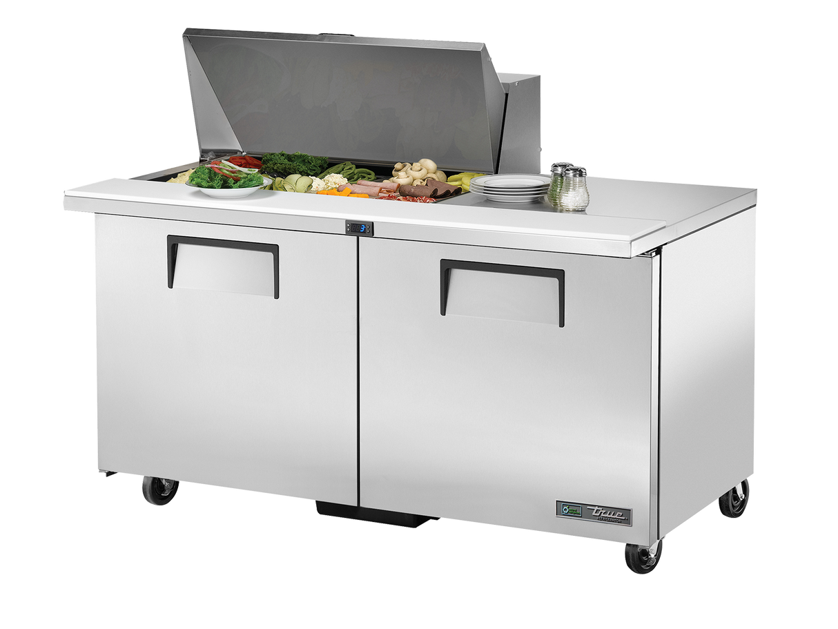 True Refrigeration Prep Table 15x 1/6 Top Pans 2 Solid Swing Doors - TSSU-60-15M-B-HC