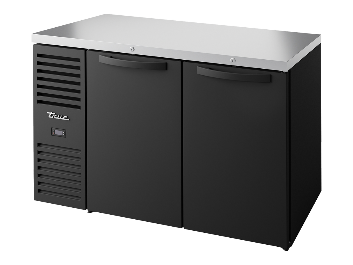True Refrigeration Bar Refrigerator Black Ext 2 Solid Swing Doors - TBR52-RISZ1-L-B-SS-2