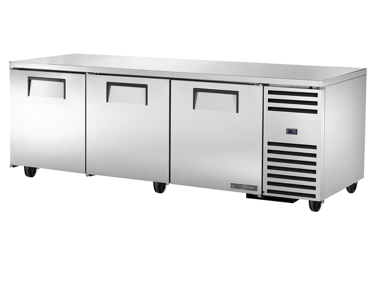 True Refrigeration Deep Undercounter Refrigerator 3 Solid Swing Doors - TUC-93-HC