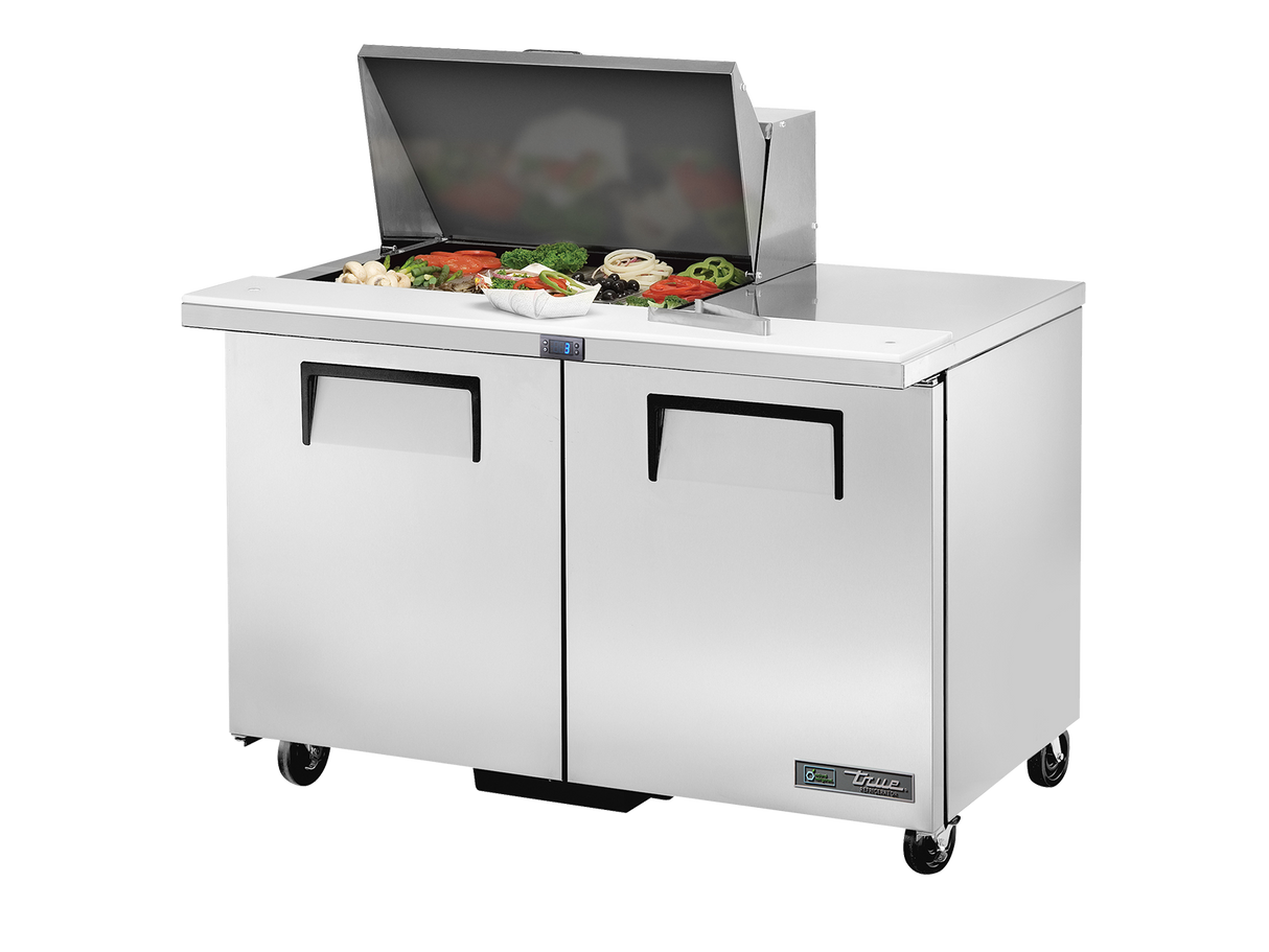 True Refrigeration Prep Table 12x 1/6 Top Pans 2 Solid Swing Doors - TSSU-48-12M-B-HC