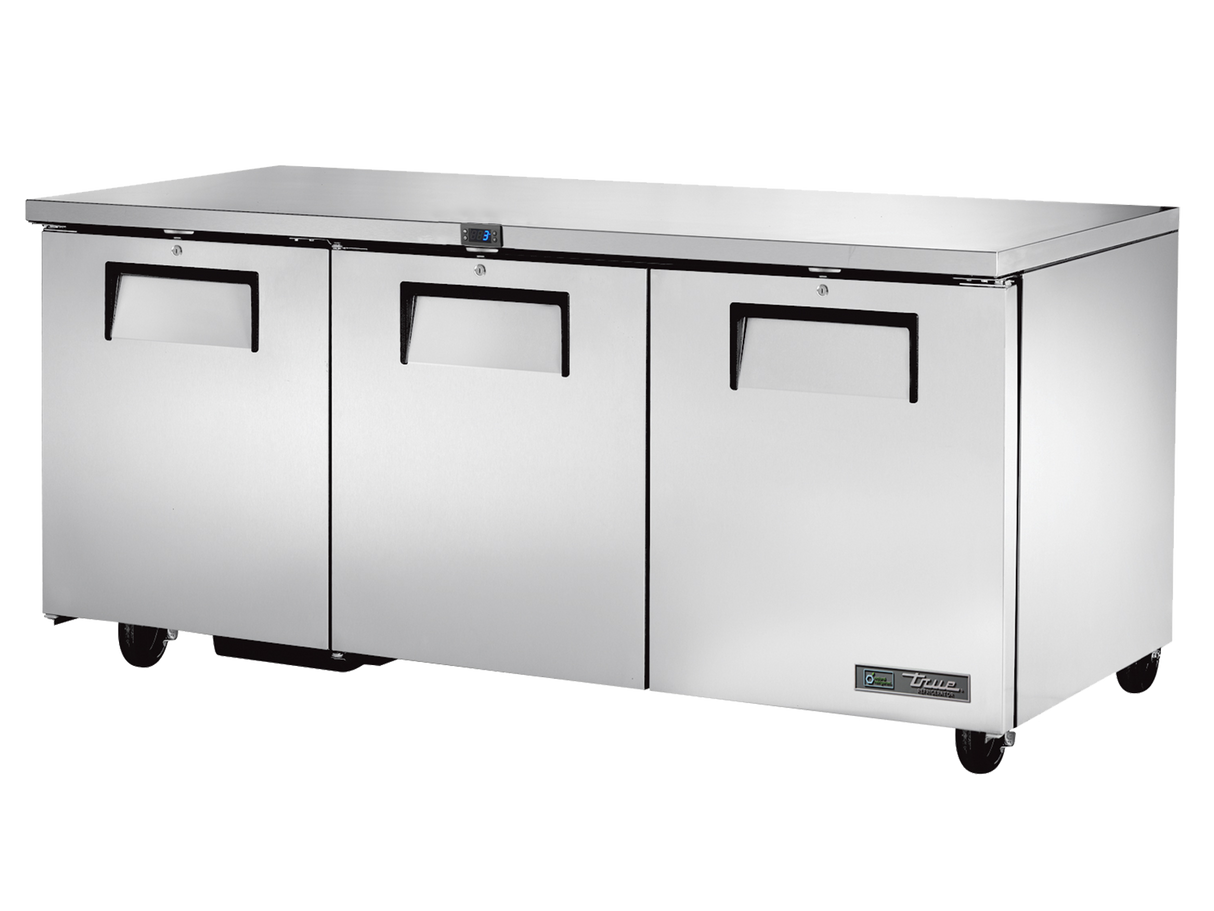 True Refrigeration Undercounter Foodservice Refrigerator 3 Solid Swing Doors - TUC-72-HC