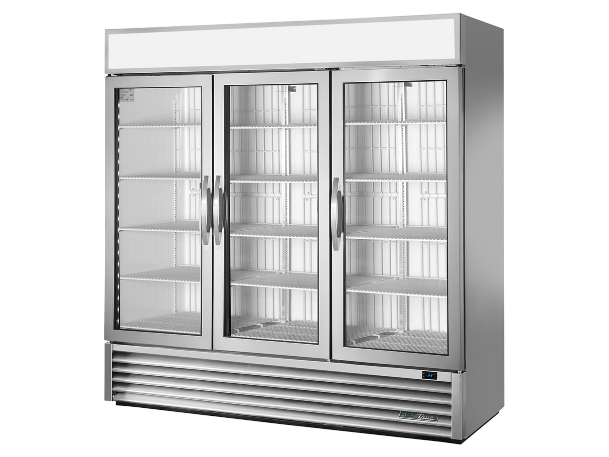 True Refrigeration Upright Retail Merchandiser Freezer 3 Full Glass Swing Doors - GDM-72F-HC-FGD01