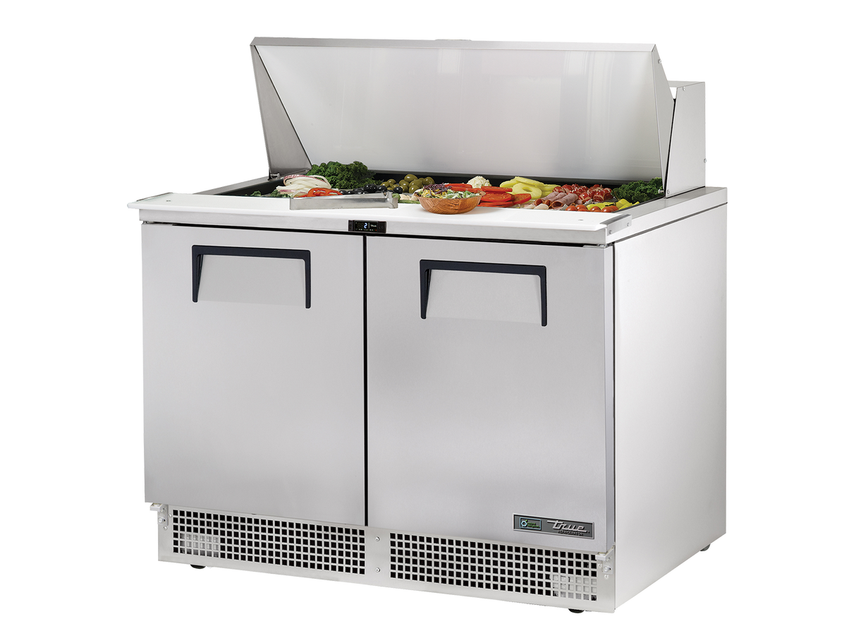 True Refrigeration Prep Table 18x 1/6 Top Pans 2 Solid Swing Doors - TFP-48-18M-HC