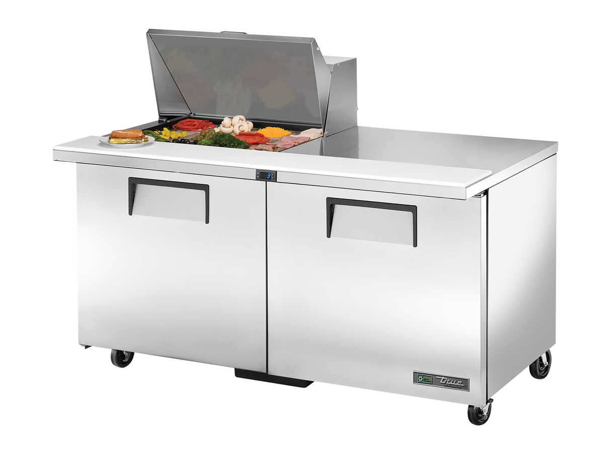 True Refrigeration Prep Table 12x 1/6 Top Pans 2 Solid Swing Doors - TSSU-60-12M-B-HC