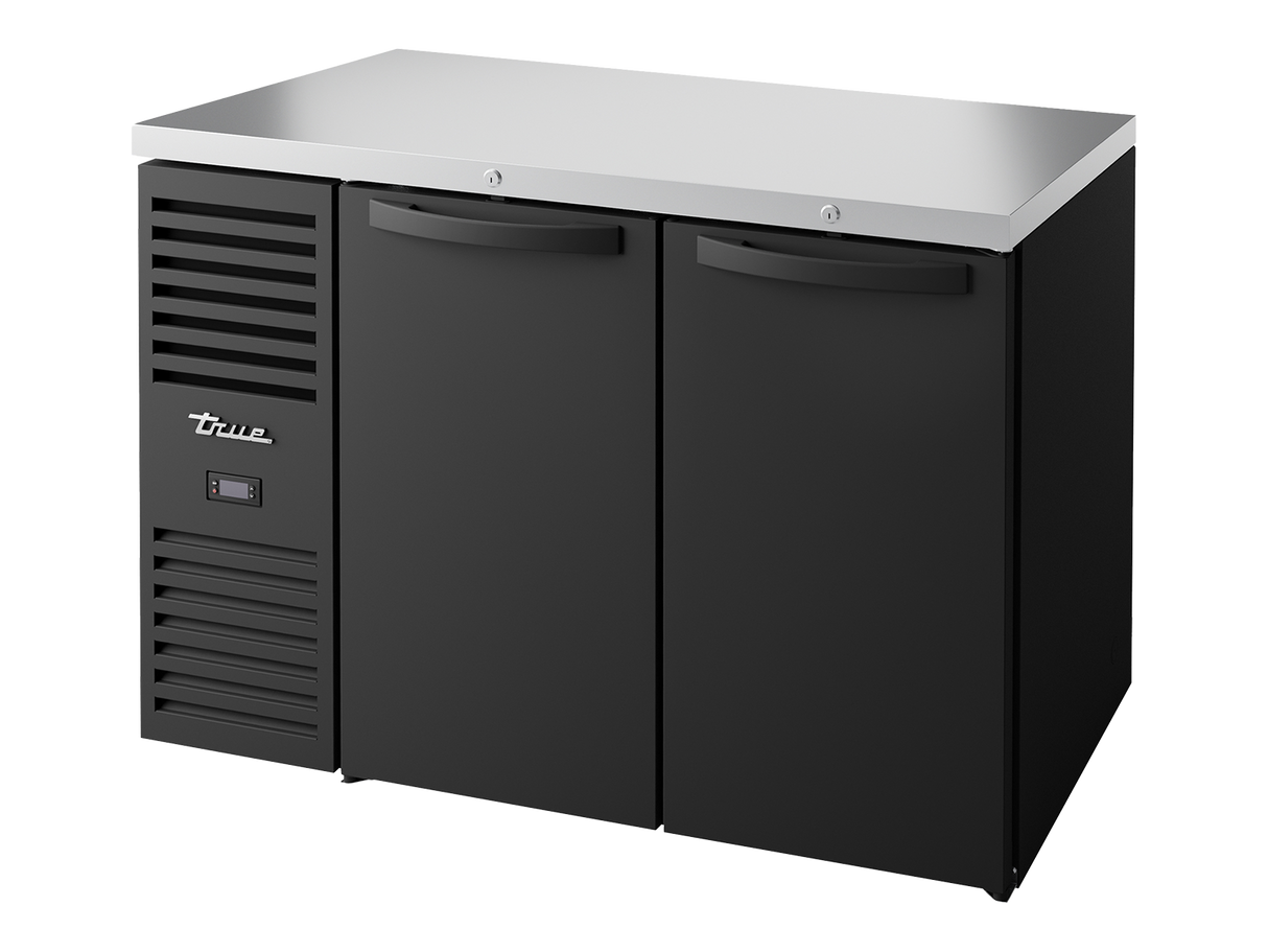 True Refrigeration Bar Refrigerator Black Ext 2 Solid Swing Doors - TBR48-RISZ1-L-B-SS-2