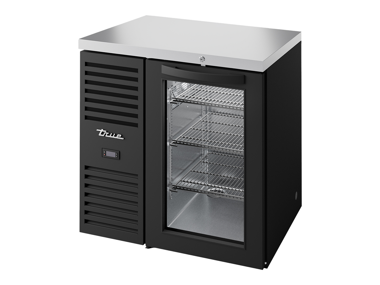 True Refrigeration Bar Refrigerator Black Ext 1 Glass Swing Doo - TBR32-RISZ1-L-B-G-2