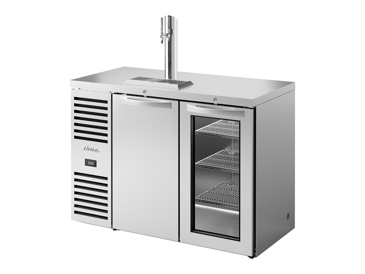 True Refrigeration Keg Chiller / Dispenser Stainless Steel Ext 1 Solid Swing Door + 1 Glass Swing Door - TDR48-RISZ1-L-S-SG-2