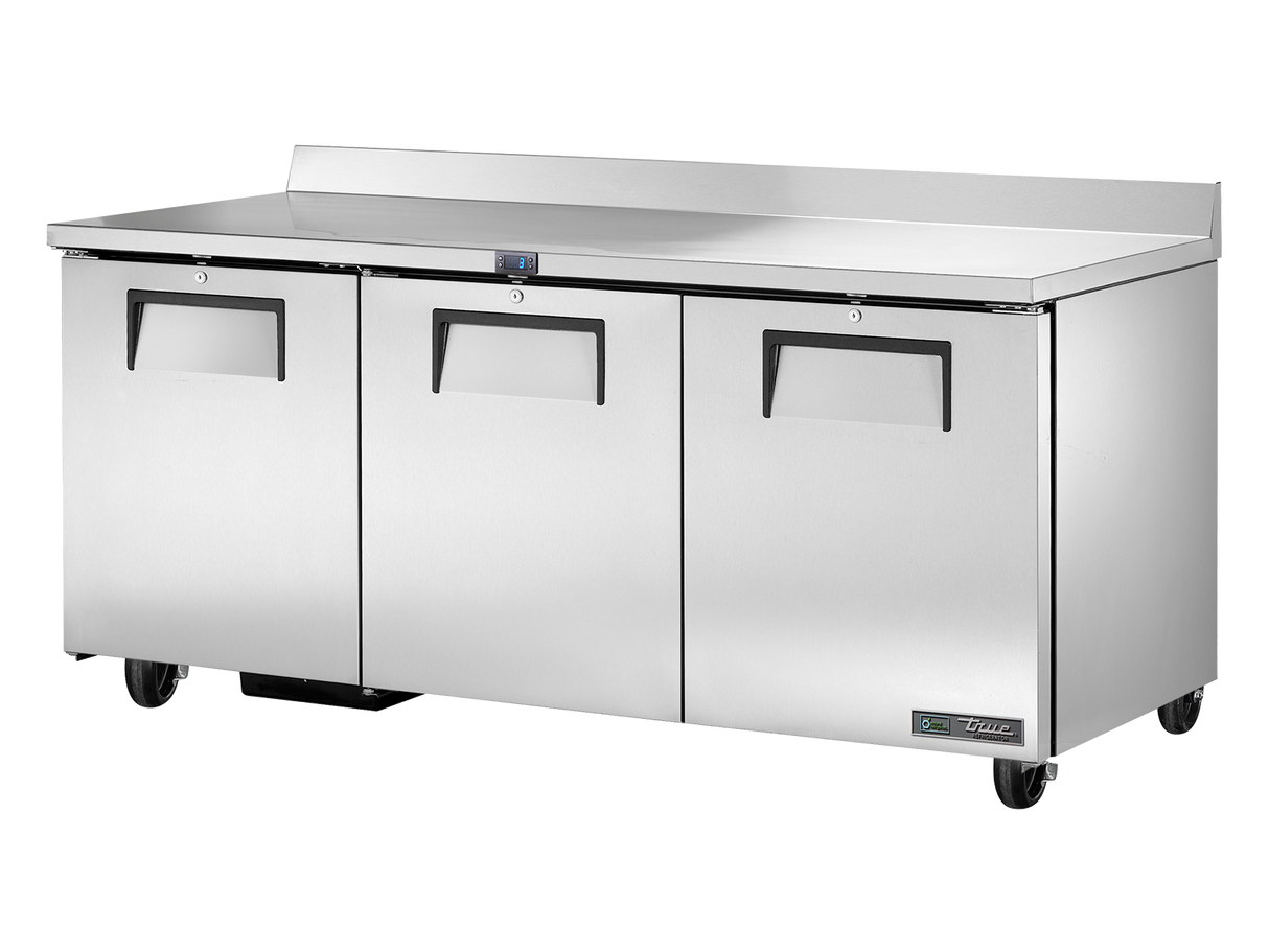 True Refrigeration Worktop Counter Refrigerator 3 Solid Swing Doors - TWT-72-HC