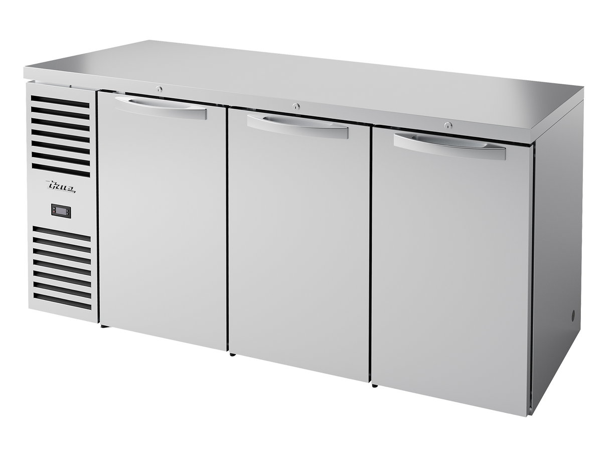 True Refrigeration Bar Refrigerator Stainless Steel Ext 3 Solid Swing Doors - TBR72-RISZ1-L-S-SSS-2