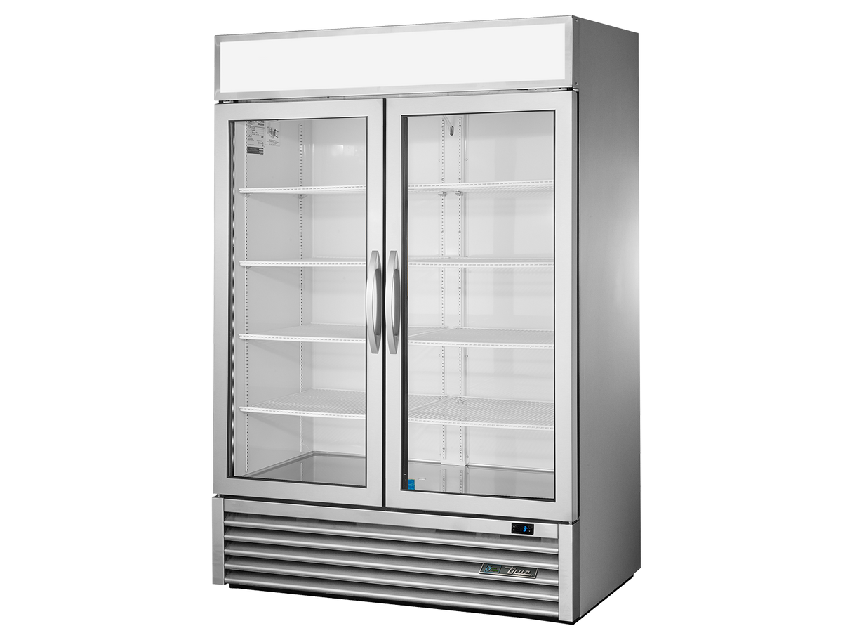 True Refrigeration Upright Retail Merchandiser Refrigerator 2 Full Glass Swing Doors - GDM-49-HC-FGD01