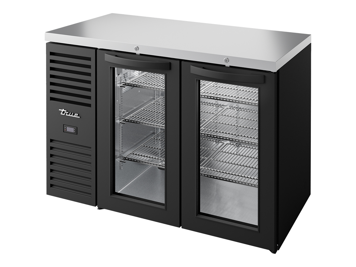 True Refrigeration Bar Refrigerator Black Ext 2 Glass Swing Doors - TBR48-RISZ1-L-B-GG-2