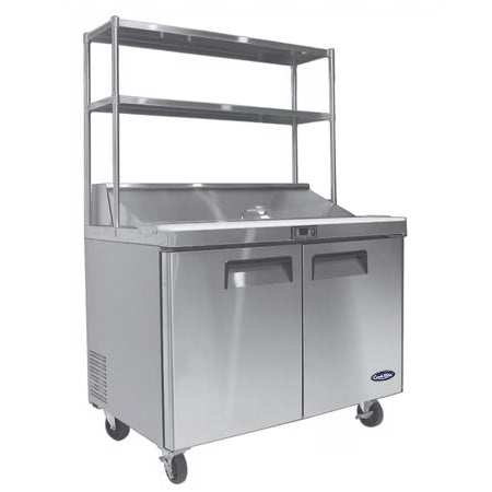 Atosa 2 DOOR SANDWICH PREP TABLE FRIDGE WITH OVER SHELF MSF8302OS