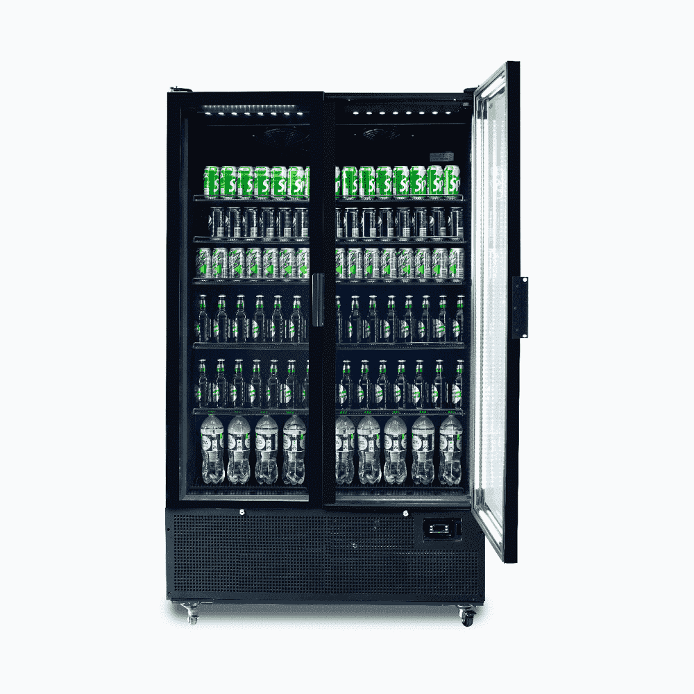 Bromic Upright Display Fridge - 1126L - 2 Door - Flat Glass - Black - Whisk Hospitality - GM1100B-NR