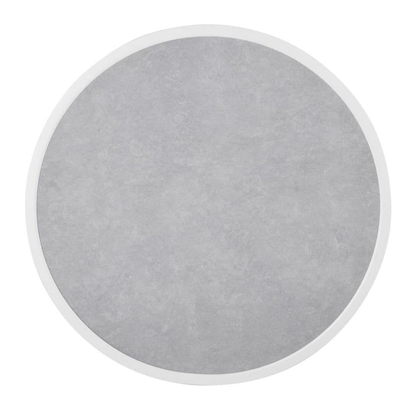 Bolero Light Grey Stone Effect Outdoor Fibre Glass Table Top White Trim Rnd580mm DL485 - Whisk Hospitality - DL485