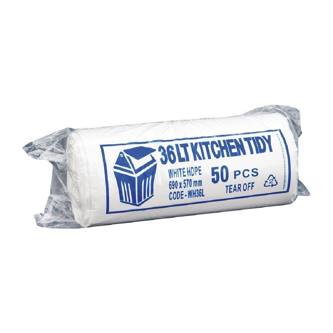 Jantex Kitchen Tidy Garbage Bag White - Large - 36Ltr (Pack 50) FL876 - Whisk Hospitality - FL876