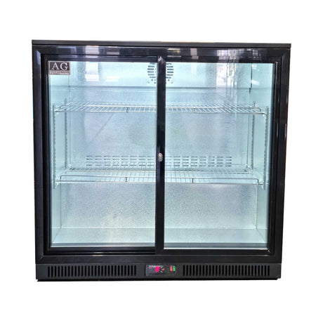 AG Twin Sliding Door Bar Fridge - Black Body & Doors BEER2 - SD - Whisk Hospitality - BEER2-SD
