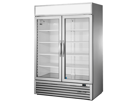 True Refrigeration Upright Retail Merchandiser Refrigerator 2 Full Glass Swing Doors - GDM - 49 - HC - FGD01 - Whisk Hospitality - GDM-49-HC-FGD01