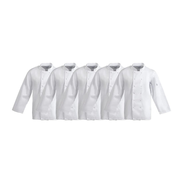 Whites Vegas Chefs Jacket Long Sleeve White Polycotton - Size S - A134 - S (Pack 5 SA847 - Whisk Hospitality - SA847