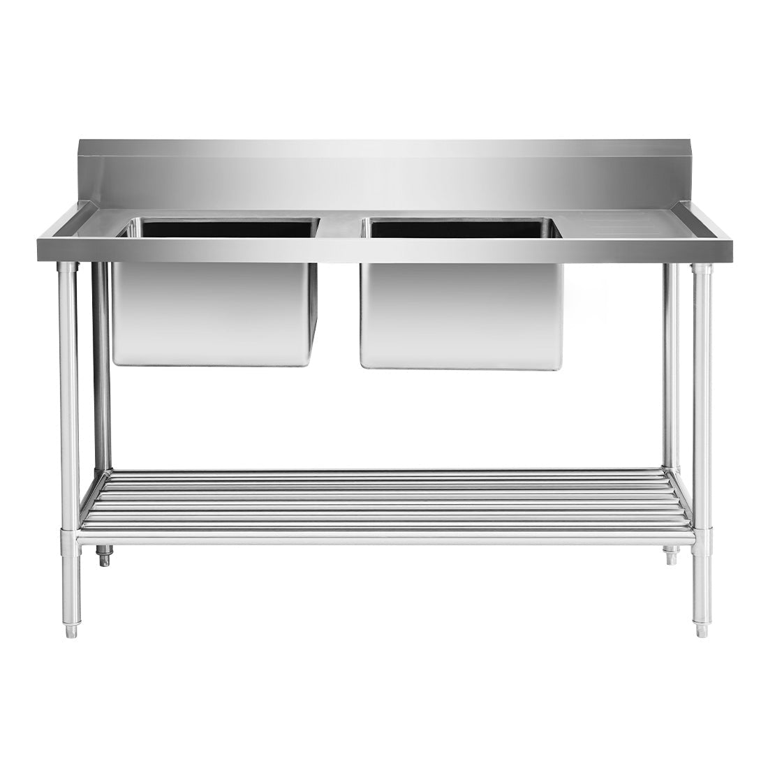 Double Left Sink Bench with Pot Undershelf DSB7 - 1500L/A - Whisk Hospitality - DSB7-1500L/A